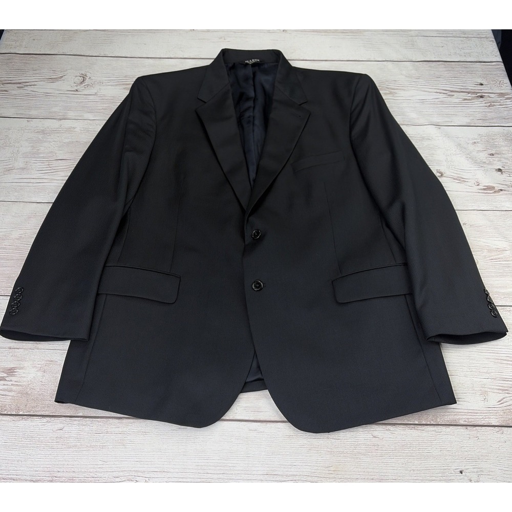 Jos. A. Bank Men's 46R Wool Blend Black Pencil Stripe Sport Coat Blazer Jacket
